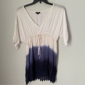 Raviya Women’s Deep V Neck Bat Sleeve Short Sleeve Drawstring Waist Mini Dress